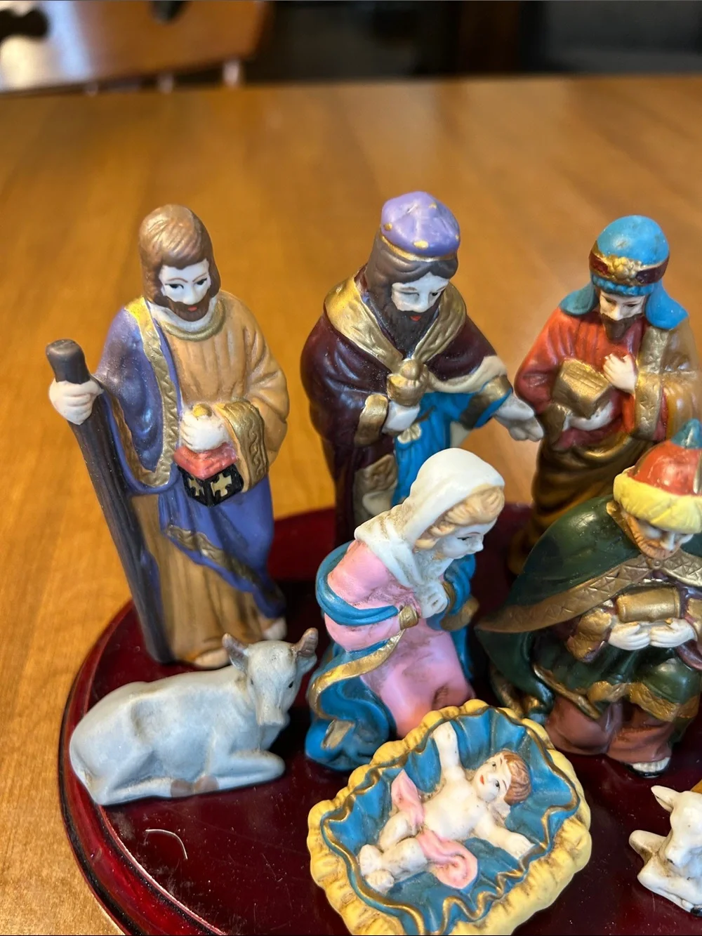 Hand-Painted Nativity Set - Multicolor Holiday Figurines 11 Piece set